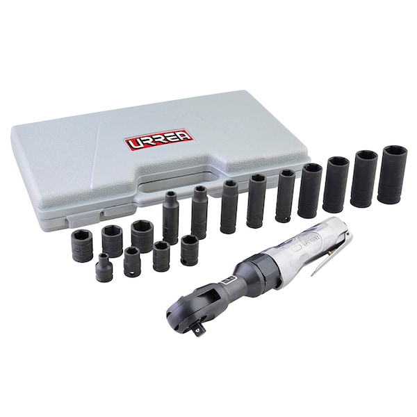 Air ratchet set with sockets in inches